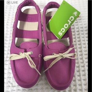 Crocs Beach line hybrid Boat shoe 8 purple NWT